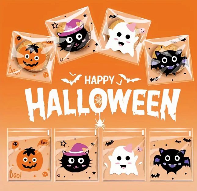 Celofánové sáčky 10x10 cm Happy Halloween